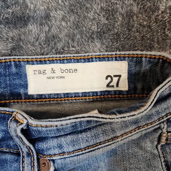 Rag Bone Jeans Womens 27 Blue Nina High Rise Ankle Flare Raw Hem Cropped Frayed - Picture 9 of 15